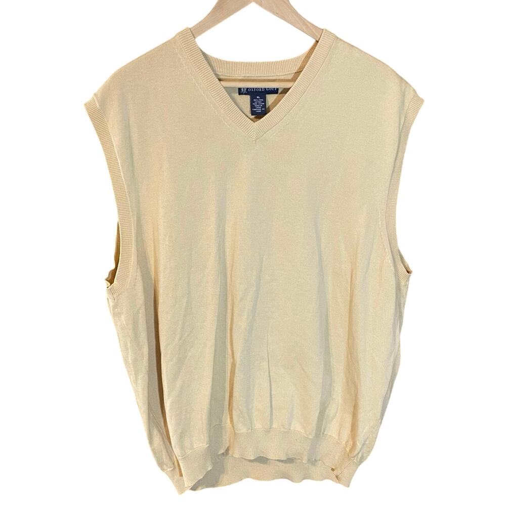 Oxford Golf 100% Pima Cotton Sweater Vest XL Yellow V-Neck Classic Preppy Knit